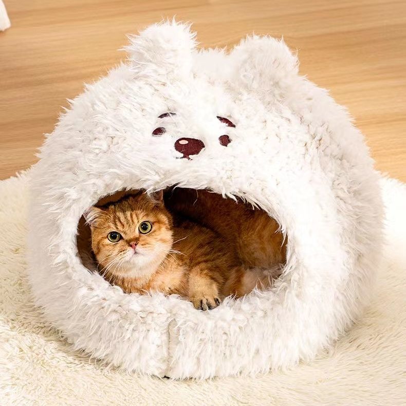 Pet Cat Litter Semi-enclosed Cat Litter Kennel Winter Warm Yurt Cat Tent Nest