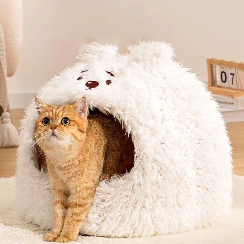 Pet Cat Litter Semi-enclosed Cat Litter Kennel Winter Warm Yurt Cat Tent Nest
