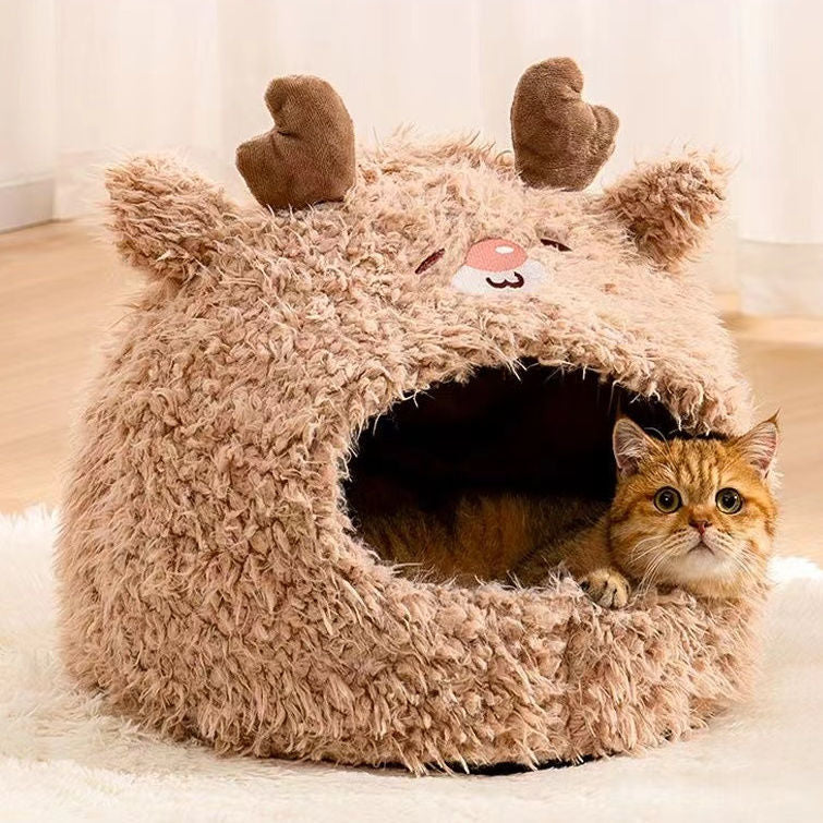 Pet Cat Litter Semi-enclosed Cat Litter Kennel Winter Warm Yurt Cat Tent Nest